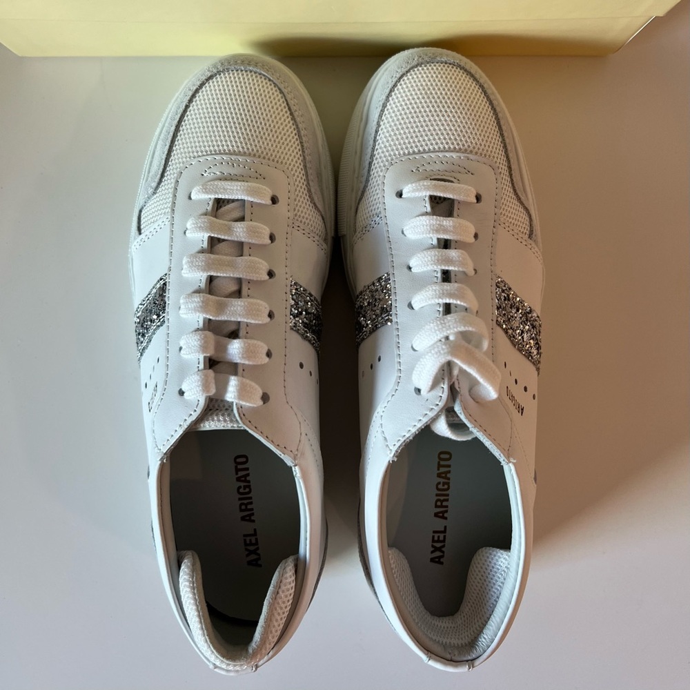 NWT Axel Arigato Detailed Platform Sneaker - White/Silver Glitter - EU 37 US 6.5 - Picture 11 of 16